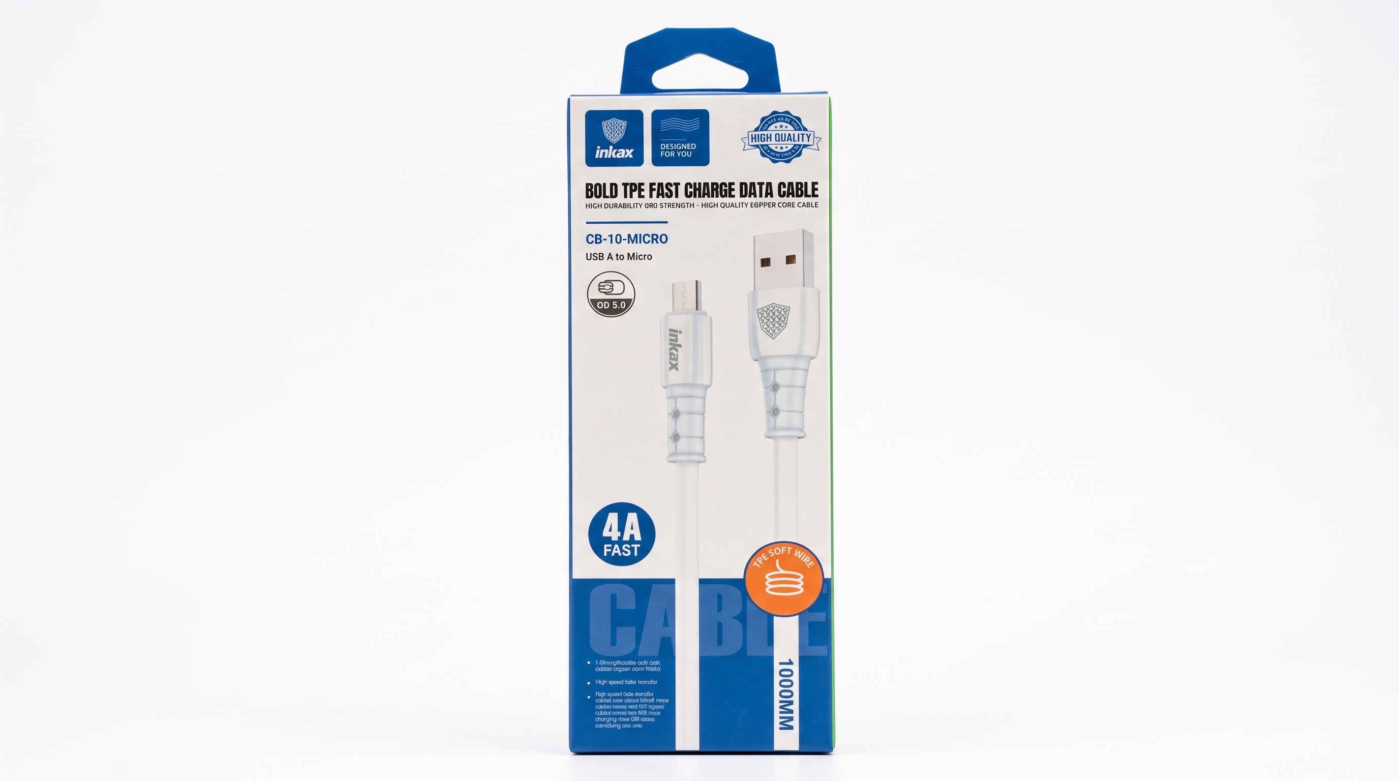 inkax CB-10 Bold TPE 4A Fast Charge Micro-USB Cable 1M